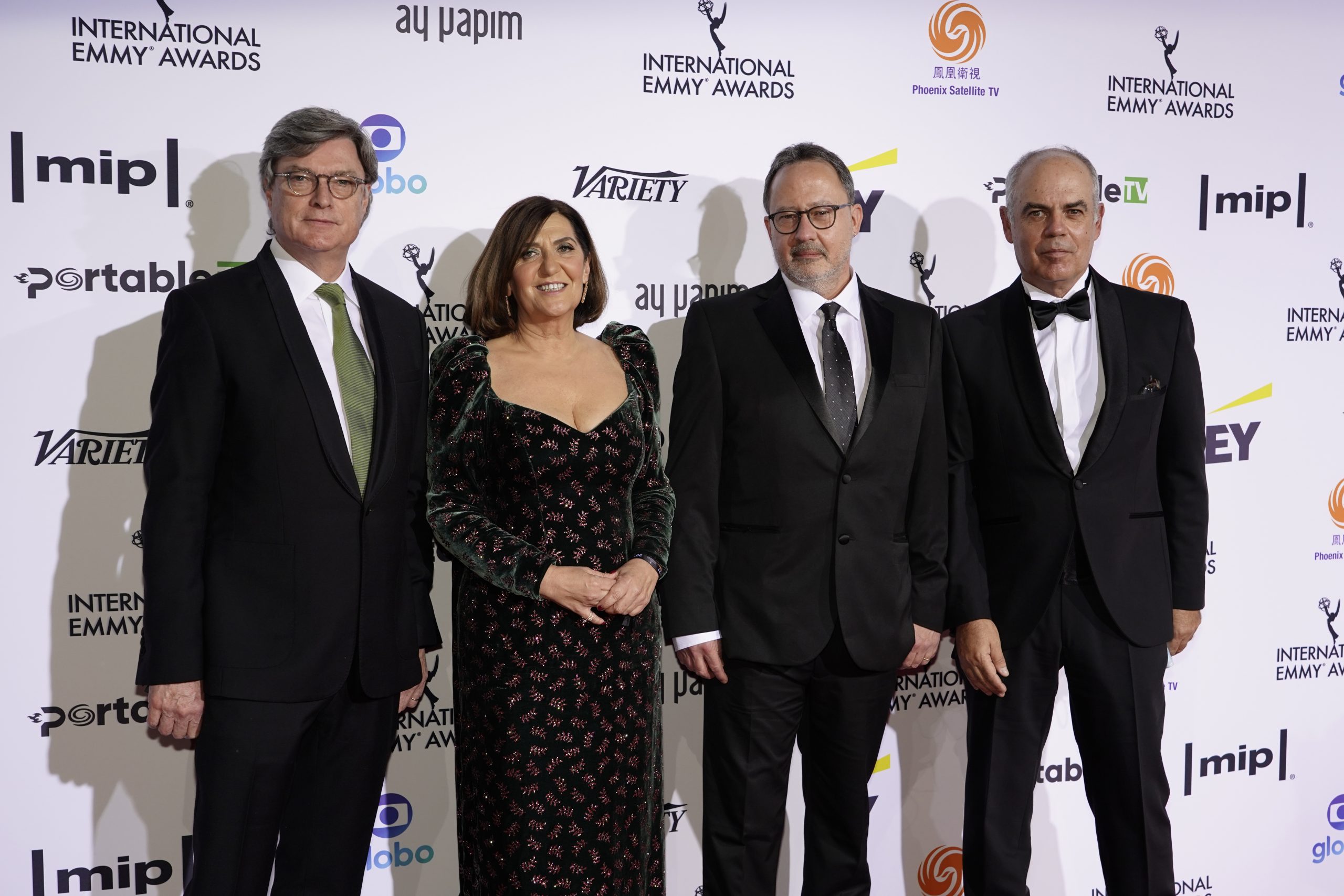 Best Performance by an Actress Nominee for Patria, Ane Gabarain with Antony Root on the red carpet at the 49th International Emmy Awards, November 22, 2021 in New York City. 49th International Emmy Awards
