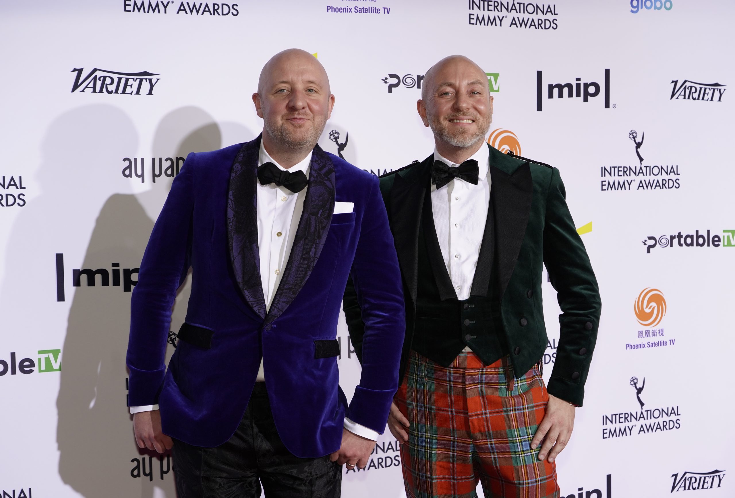 Non-Scripted Entertainment Nominees for The Masked Singer, Derek McLean and Daniel Nettleton on the red carpet at the 49th International Emmy Awards, November 22, 2021 in New York City. 49th International Emmy Awards